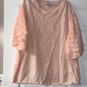 Women's Peach Eyelet Sleeve Top